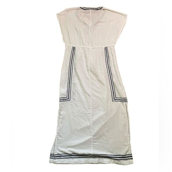 Rachel Zoe White and Navy Embroidered Cotton Kaftan Swim Cover-Up - Picture 8 of 10